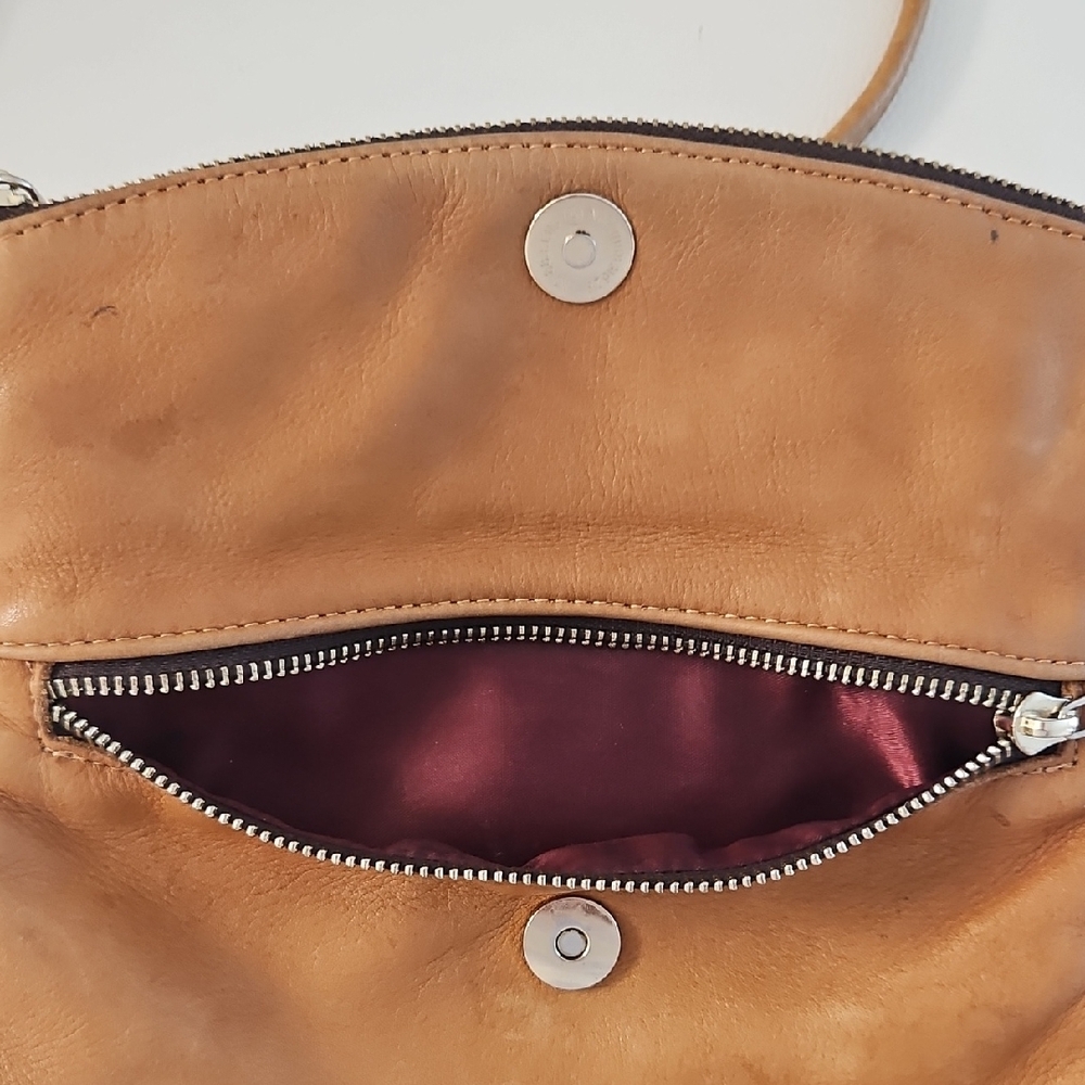 GG BOSS Genuine Tan Leather Crossbody Bag with Ring Detail - Picture 5 of 6